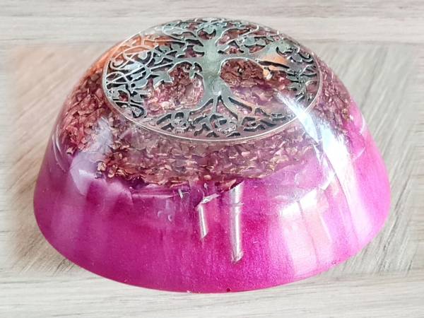 Orgonite dôme rose arbre de vie
